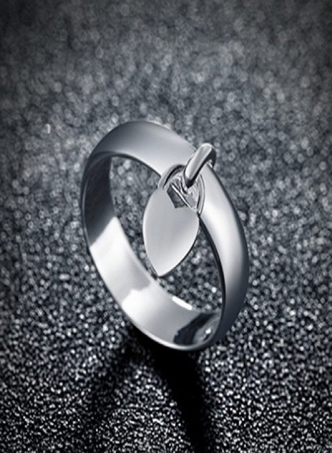 LRGKMCWTOB Sterling Silver Dangle Heart Open Statement Rings Dangle Heart Charms Sterling Silver Band Ring Tassel Band Dangling Charm Engagement Promise Ring Adorable Heart Love Ring Size 8 - Image 4